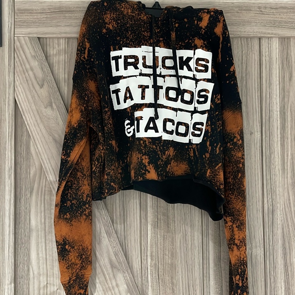 Trucks, Tattoos & Tacos Cropped hoodie